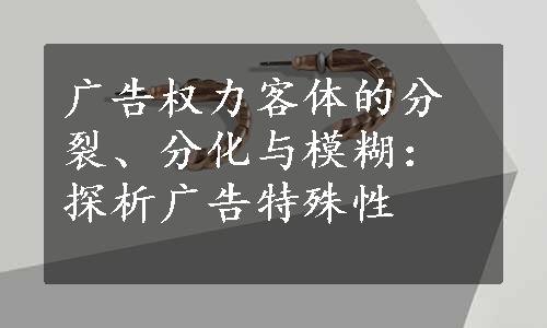 广告权力客体的分裂、分化与模糊：探析广告特殊性