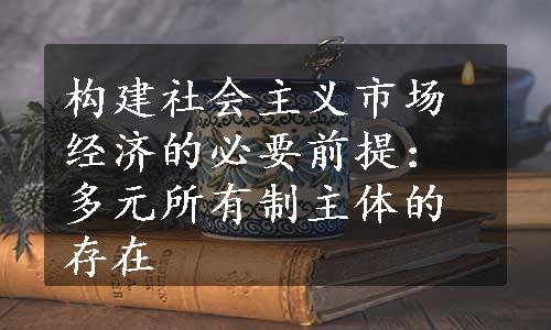 构建社会主义市场经济的必要前提：多元所有制主体的存在