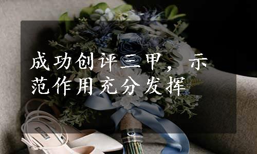 成功创评三甲，示范作用充分发挥