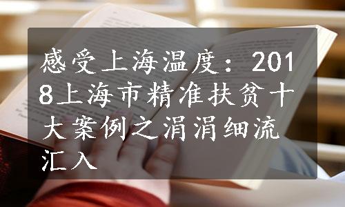 感受上海温度：2018上海市精准扶贫十大案例之涓涓细流汇入