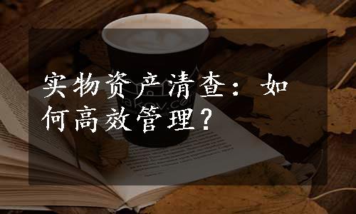 实物资产清查：如何高效管理？