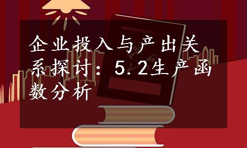 企业投入与产出关系探讨：5.2生产函数分析