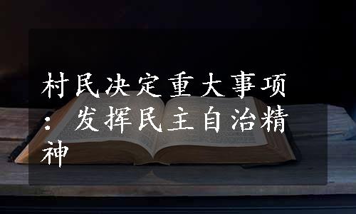 村民决定重大事项：发挥民主自治精神