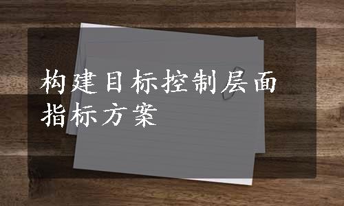 构建目标控制层面指标方案