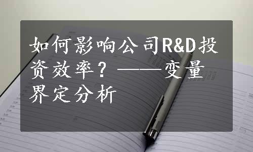 如何影响公司R&D投资效率？——变量界定分析