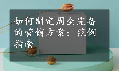 如何制定周全完备的营销方案：范例指南