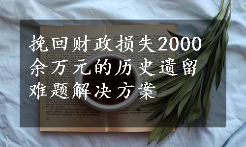 挽回财政损失2000余万元的历史遗留难题解决方案