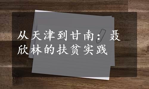 从天津到甘南：聂欣林的扶贫实践