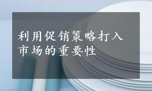 利用促销策略打入市场的重要性