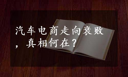 汽车电商走向衰败，真相何在？