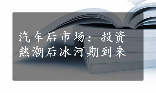 汽车后市场：投资热潮后冰河期到来