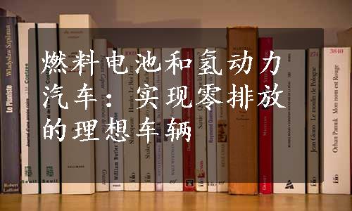 燃料电池和氢动力汽车：实现零排放的理想车辆