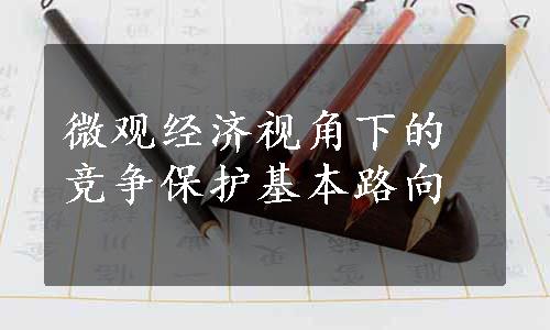 微观经济视角下的竞争保护基本路向