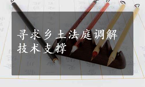 寻求乡土法庭调解技术支撑