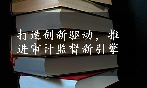 打造创新驱动，推进审计监督新引擎