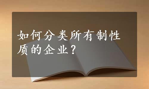 如何分类所有制性质的企业？