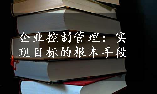 企业控制管理：实现目标的根本手段