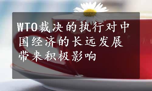 WTO裁决的执行对中国经济的长远发展带来积极影响