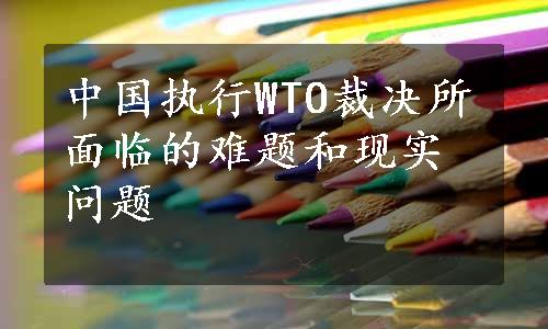 中国执行WTO裁决所面临的难题和现实问题