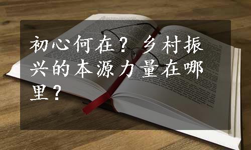 初心何在？乡村振兴的本源力量在哪里？