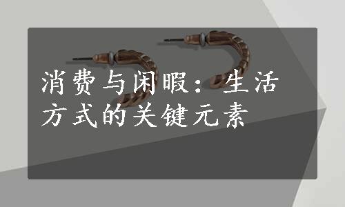 消费与闲暇：生活方式的关键元素