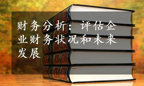 财务分析：评估企业财务状况和未来发展