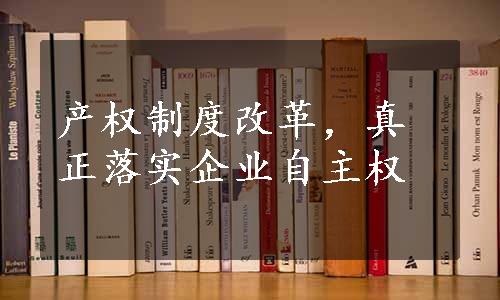 产权制度改革，真正落实企业自主权