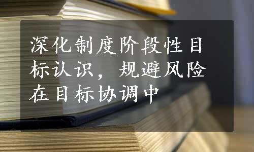 深化制度阶段性目标认识，规避风险在目标协调中