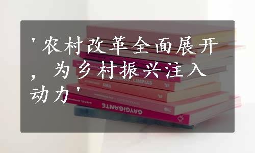 '农村改革全面展开，为乡村振兴注入动力'