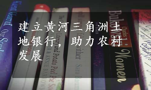 建立黄河三角洲土地银行，助力农村发展