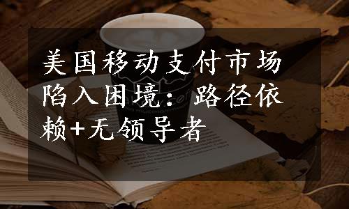 美国移动支付市场陷入困境：路径依赖+无领导者