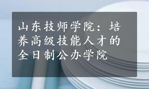 山东技师学院：培养高级技能人才的全日制公办学院