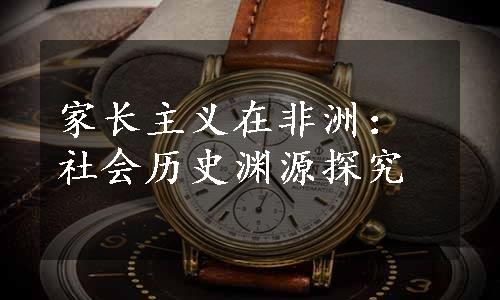 家长主义在非洲：社会历史渊源探究