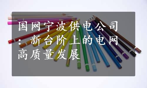 国网宁波供电公司：新台阶上的电网高质量发展