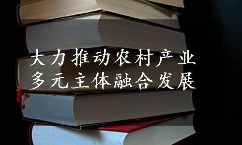 大力推动农村产业多元主体融合发展