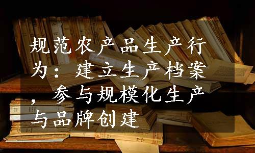 规范农产品生产行为：建立生产档案，参与规模化生产与品牌创建