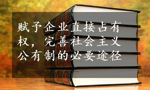 赋予企业直接占有权，完善社会主义公有制的必要途径