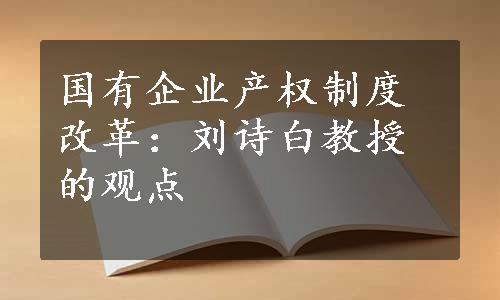 国有企业产权制度改革：刘诗白教授的观点