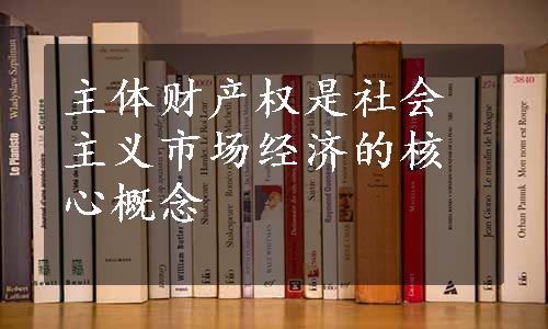 主体财产权是社会主义市场经济的核心概念