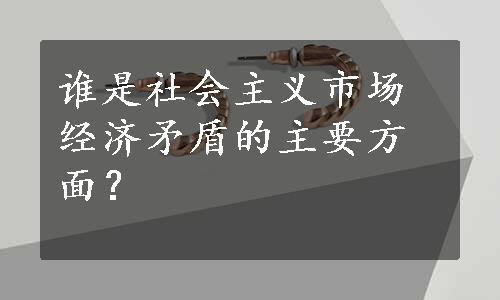 谁是社会主义市场经济矛盾的主要方面？