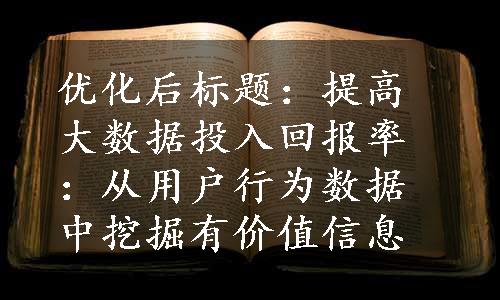 优化后标题：提高大数据投入回报率：从用户行为数据中挖掘有价值信息