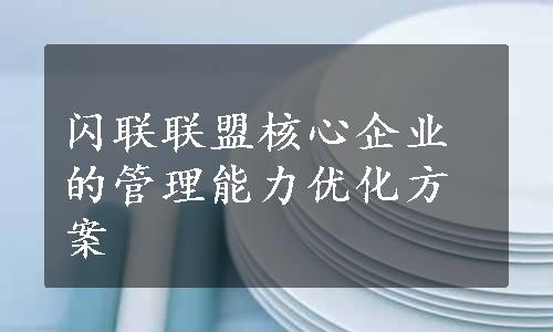 闪联联盟核心企业的管理能力优化方案