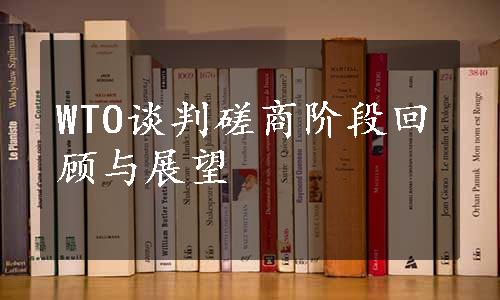 WTO谈判磋商阶段回顾与展望