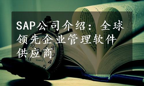 SAP公司介绍：全球领先企业管理软件供应商