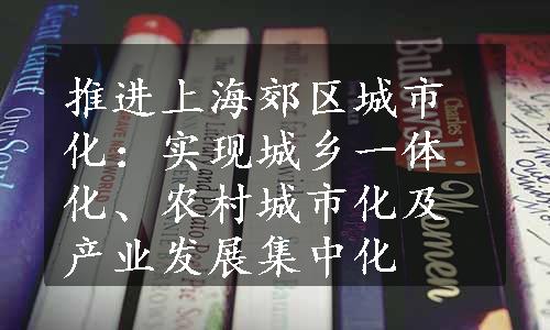 推进上海郊区城市化：实现城乡一体化、农村城市化及产业发展集中化