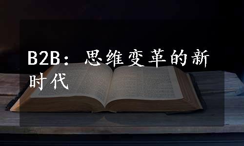 B2B：思维变革的新时代