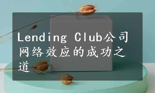 Lending Club公司网络效应的成功之道