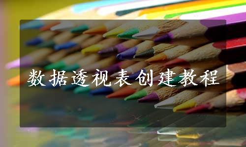 数据透视表创建教程