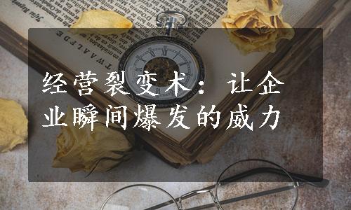 经营裂变术：让企业瞬间爆发的威力