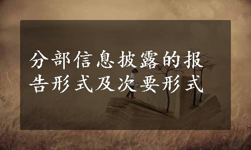 分部信息披露的报告形式及次要形式